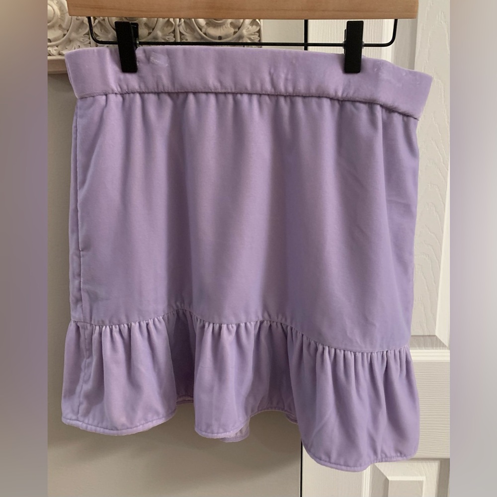 J Crew H2657 NWT Lavender Velvet Peplum Mini Casual Skirt Light Thistle - M - Picture 5 of 11